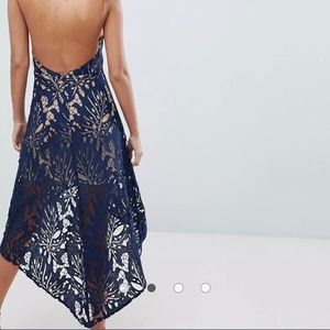 Navy Lace Halter Dress